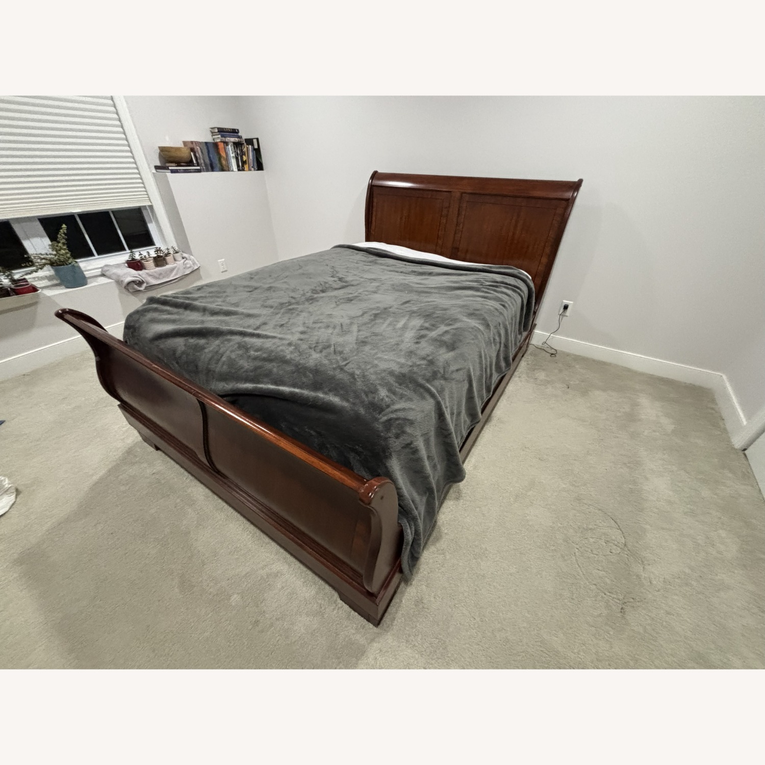 Raymour & Flanigan Dark Brown Wood Queen Bed - image-2