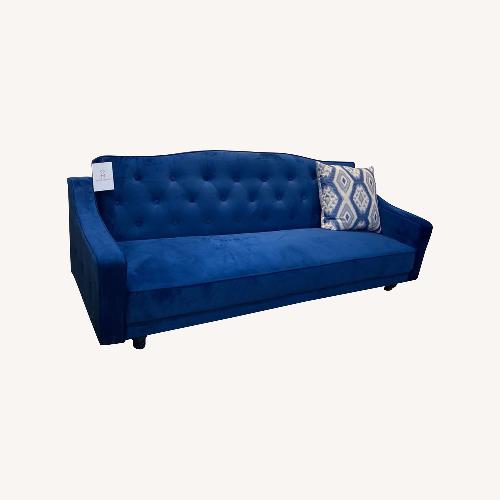 Used Performance Velvet Futon Sofa Royal Blue for sale on AptDeco
