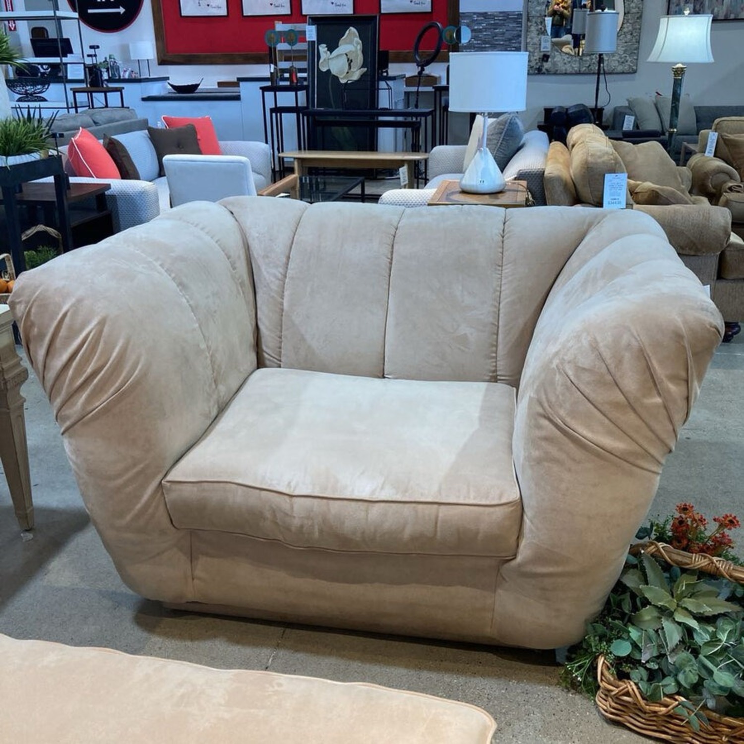 Oversized Flared Cube Microfiber Chair - image-3