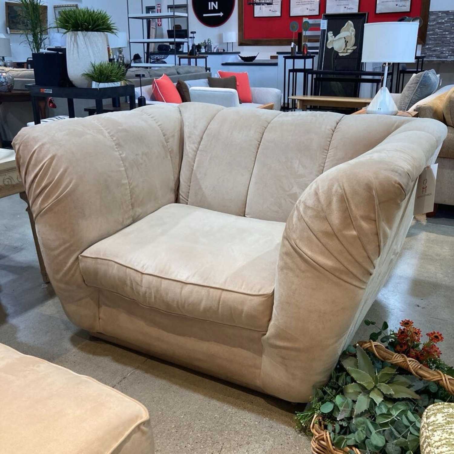 Oversized Flared Cube Microfiber Chair - image-2