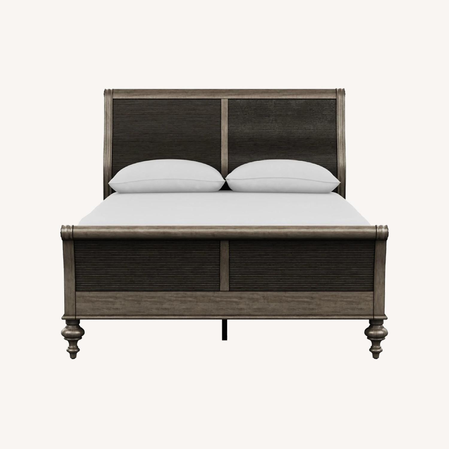 Ethan Allen Kingston Dark Gray Wood Queen Bed - image-0