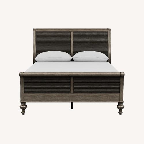 Used Ethan Allen Kingston Dark Gray Wood Queen Bed for sale on AptDeco