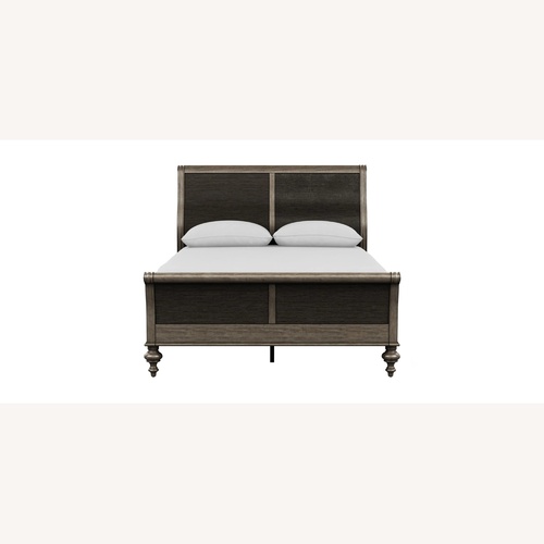 Used Ethan Allen Kingston Dark Gray Wood Queen Bed for sale on AptDeco