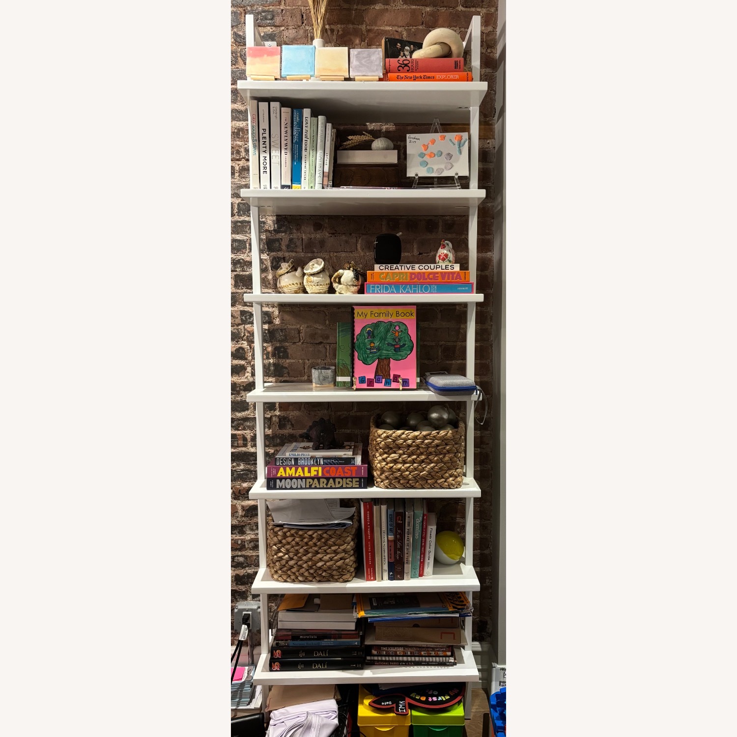 CB2 Stairway 96" White Metal Wall Mount Bookcase - image-1