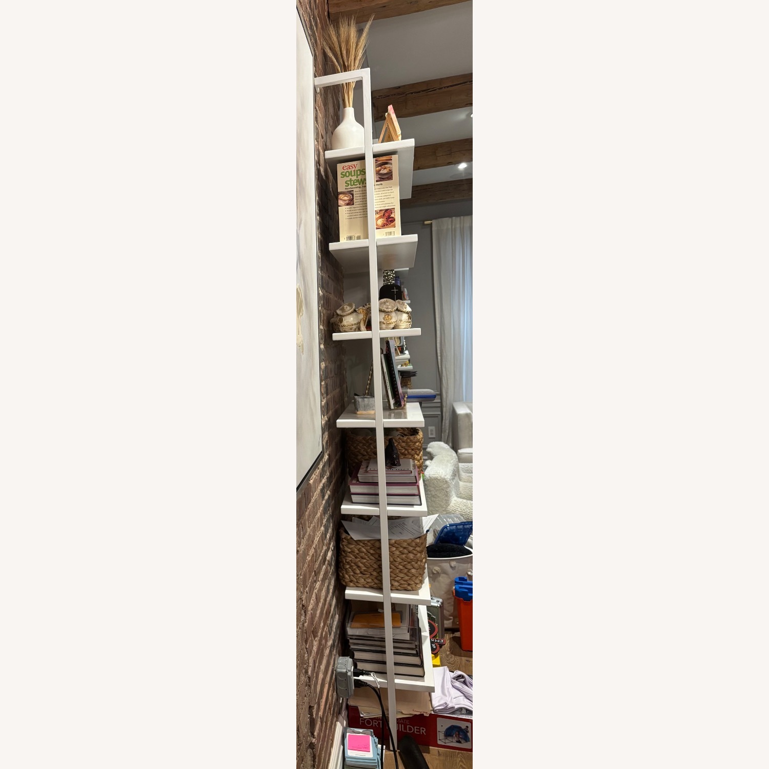 CB2 Stairway 96" White Metal Wall Mount Bookcase - image-2