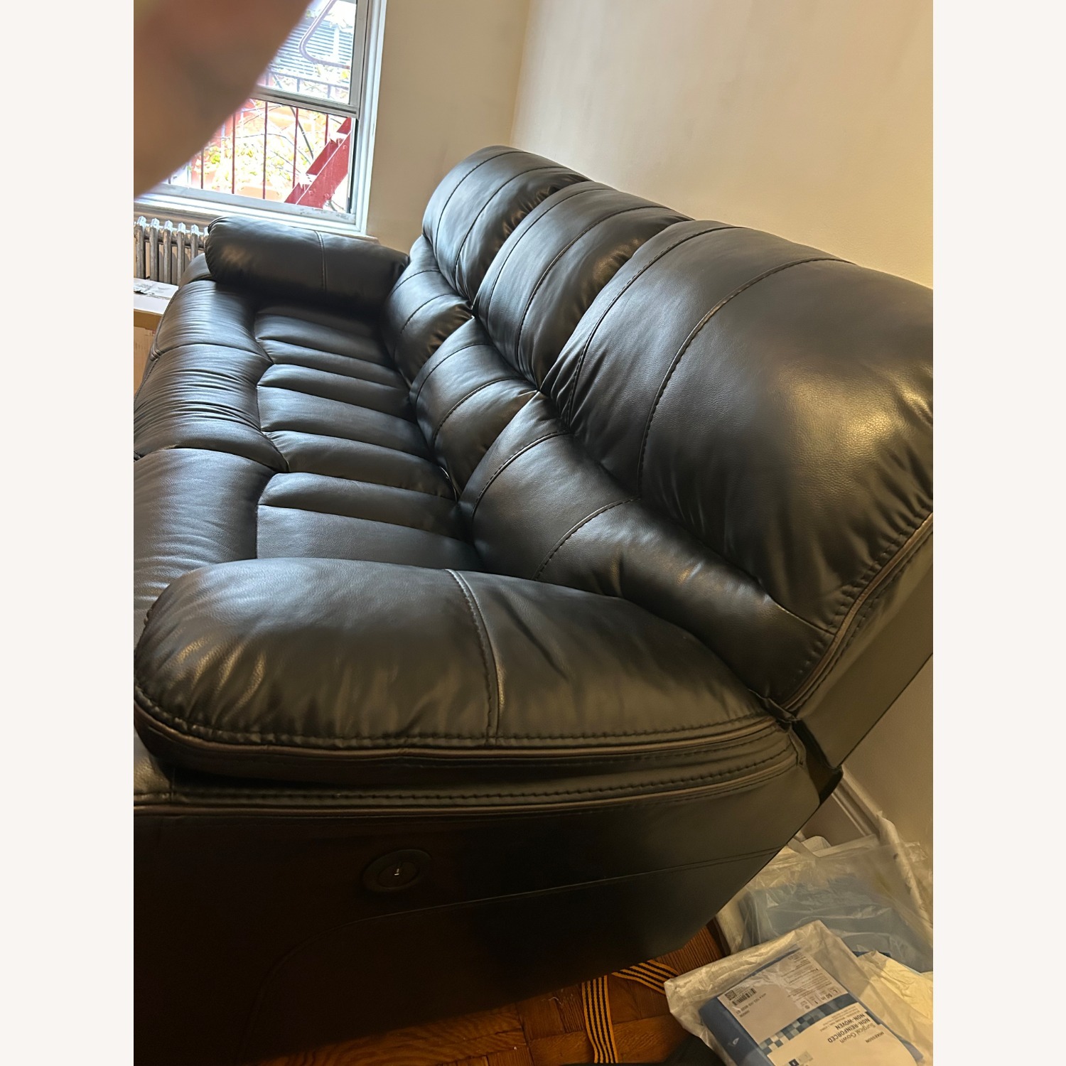 Dark Brown Faux Leather 3+ Seater Sofa - image-3