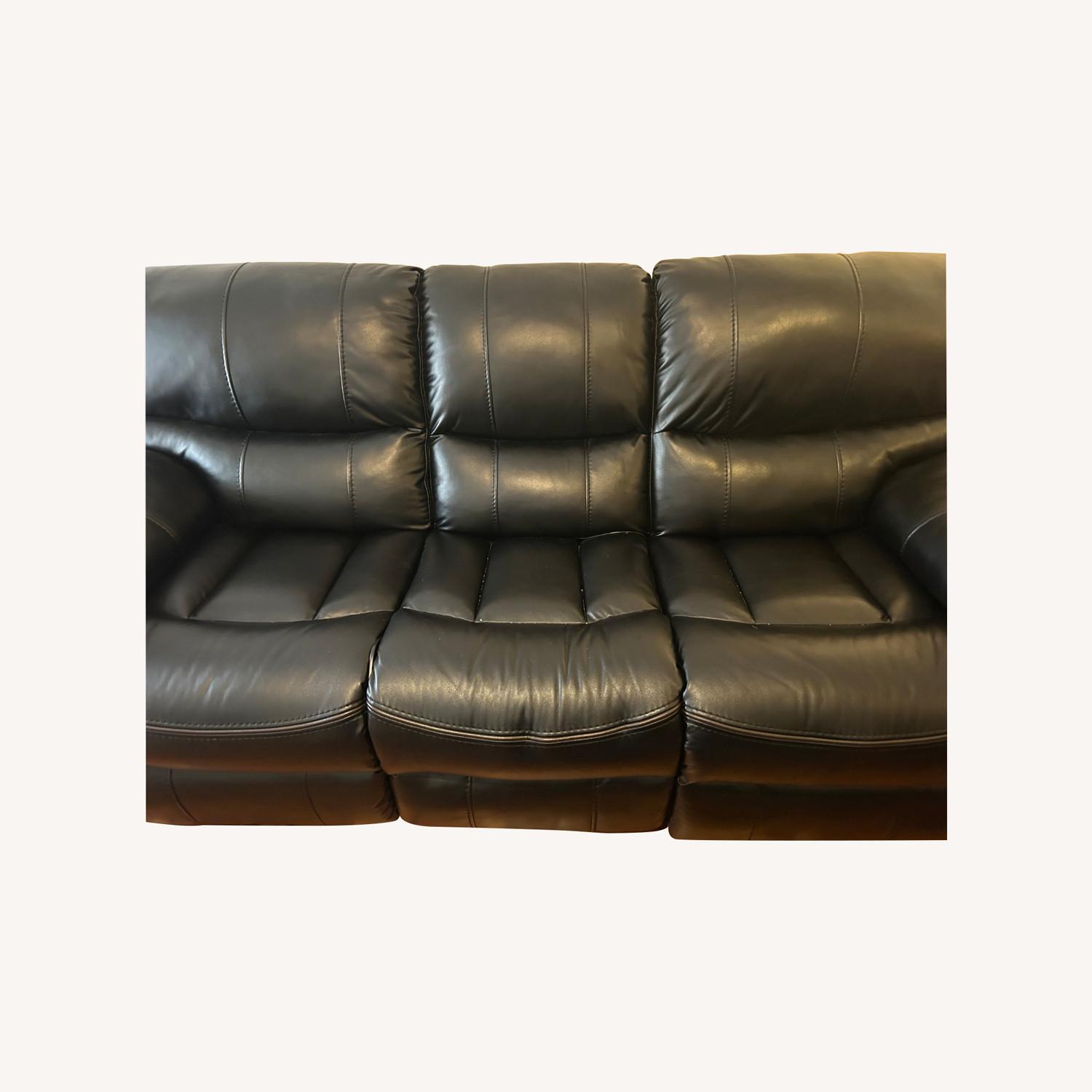 Dark Brown Faux Leather 3+ Seater Sofa - image-0