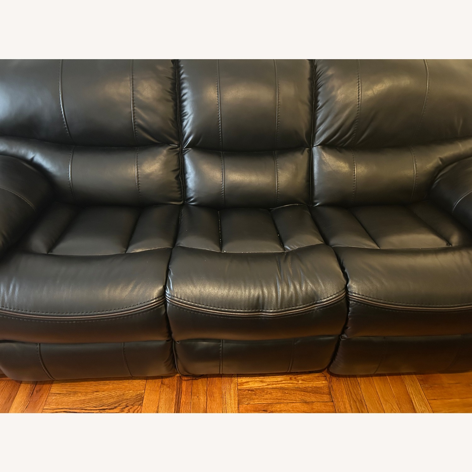 Dark Brown Faux Leather 3+ Seater Sofa - image-4