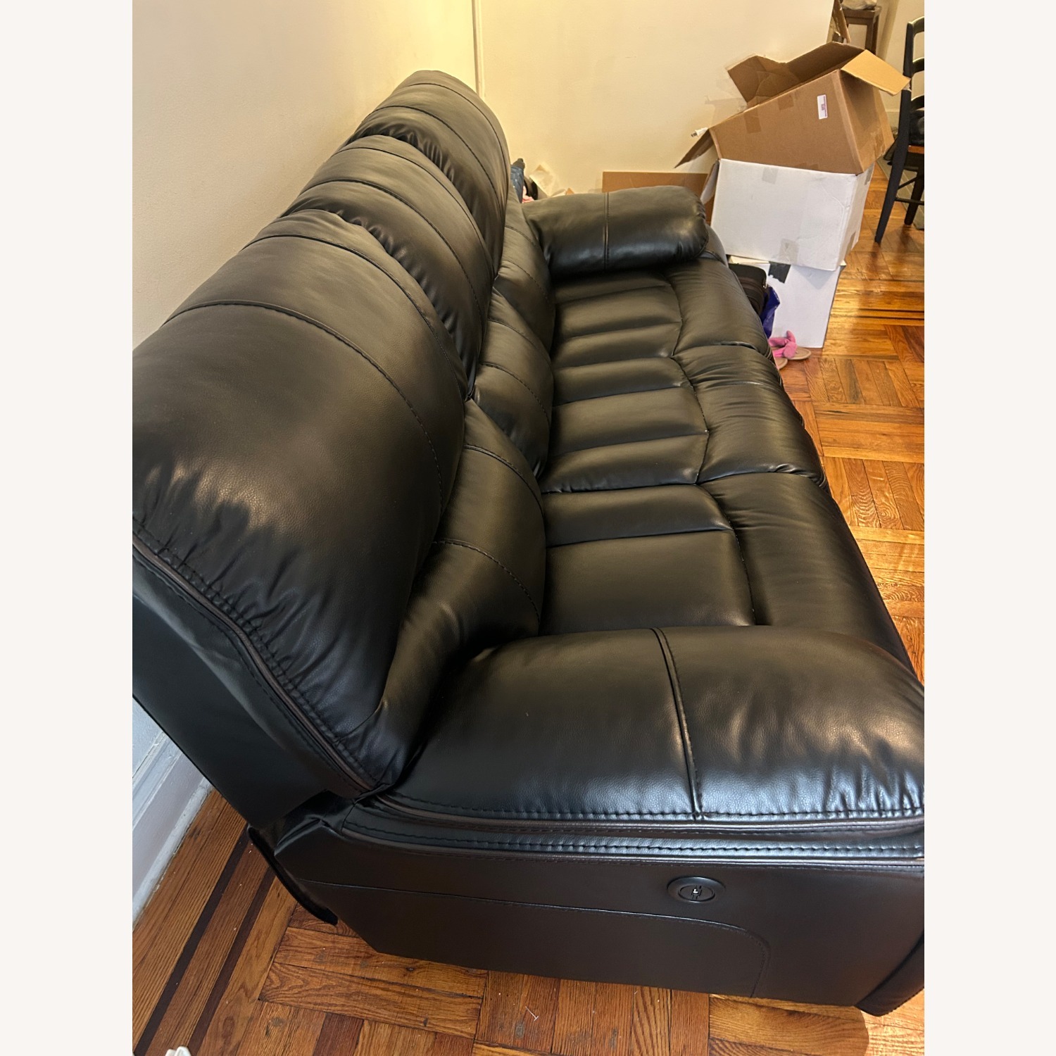 Dark Brown Faux Leather 3+ Seater Sofa - image-2