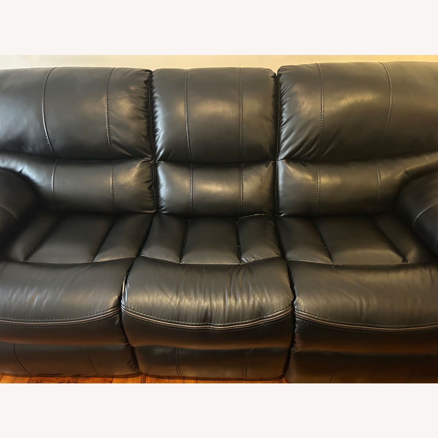Dark Brown Faux Leather 3+ Seater Sofa - image-1