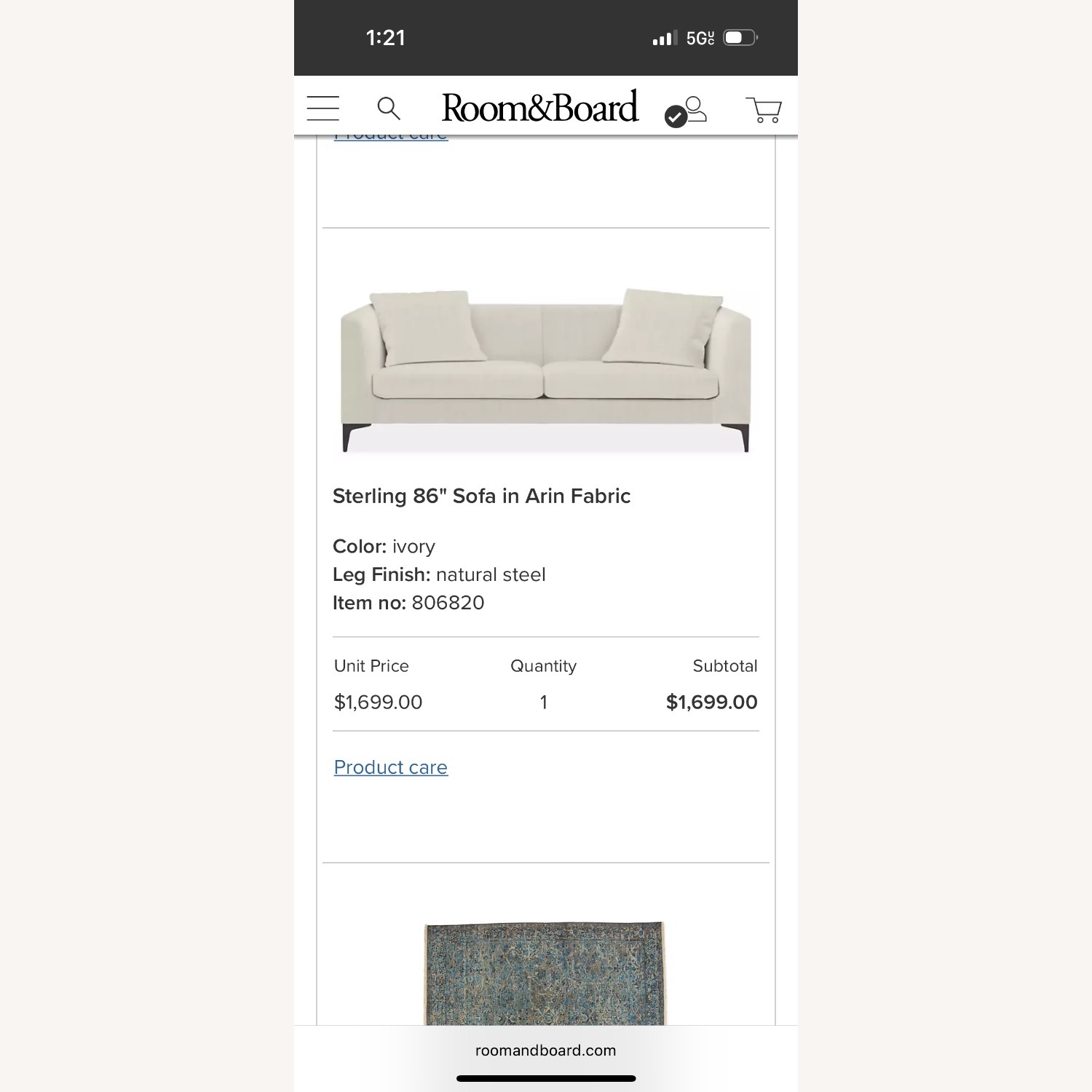 Room & Board Sterling White Fabric 3+ Seater Sofa - image-2