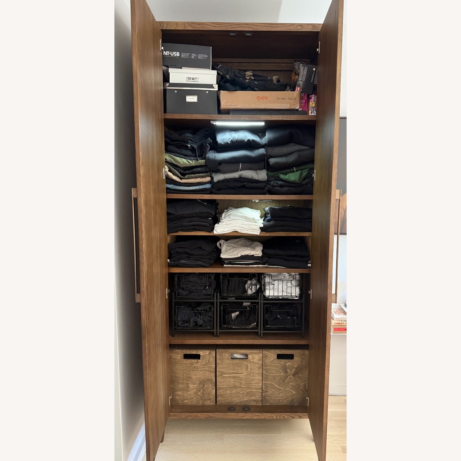 Restoration Hardware French Contemporary Dark Brown Wood Armoire - image-3