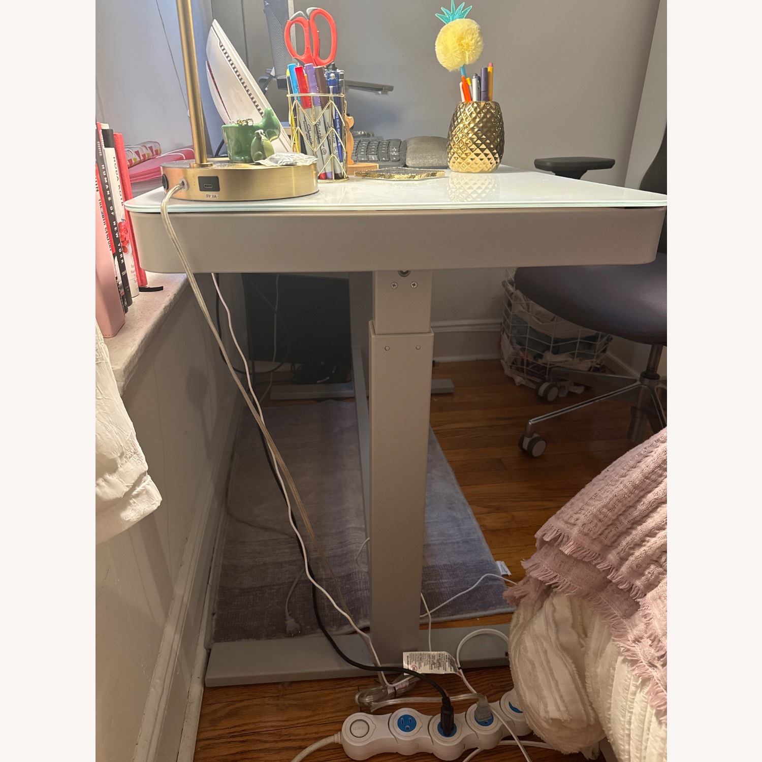 Light Gray Metal Standing Desk - image-3