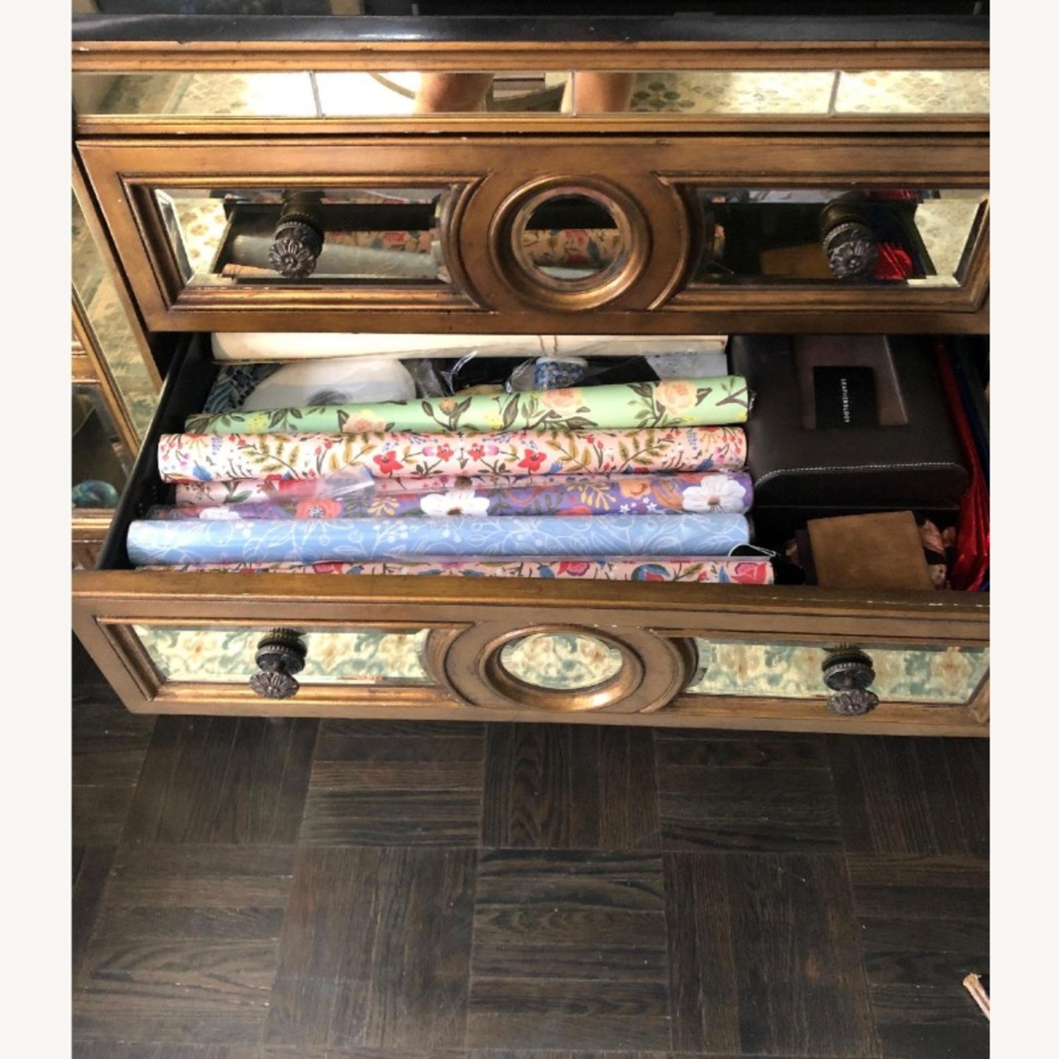 Horchow by Neiman Marcus Golden Mirrored Console - image-3