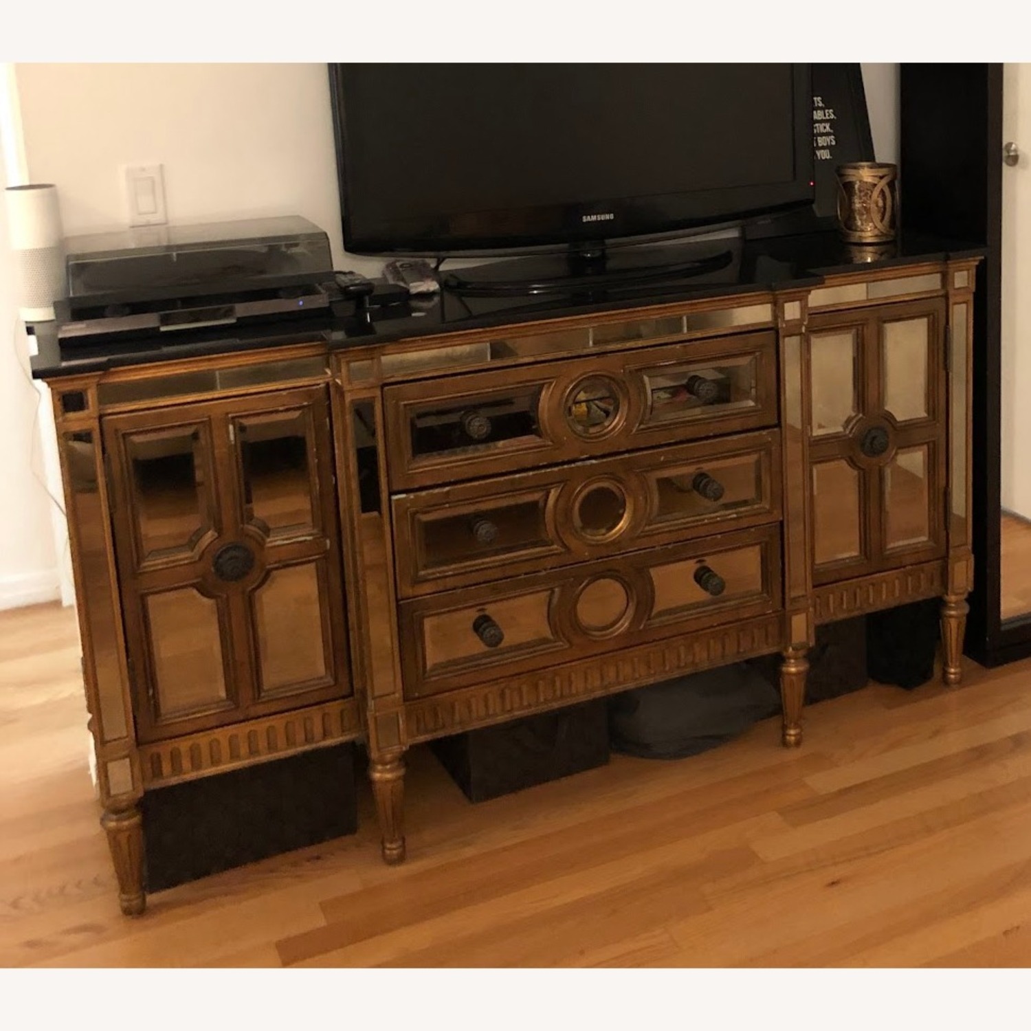 Horchow by Neiman Marcus Golden Mirrored Console - image-1