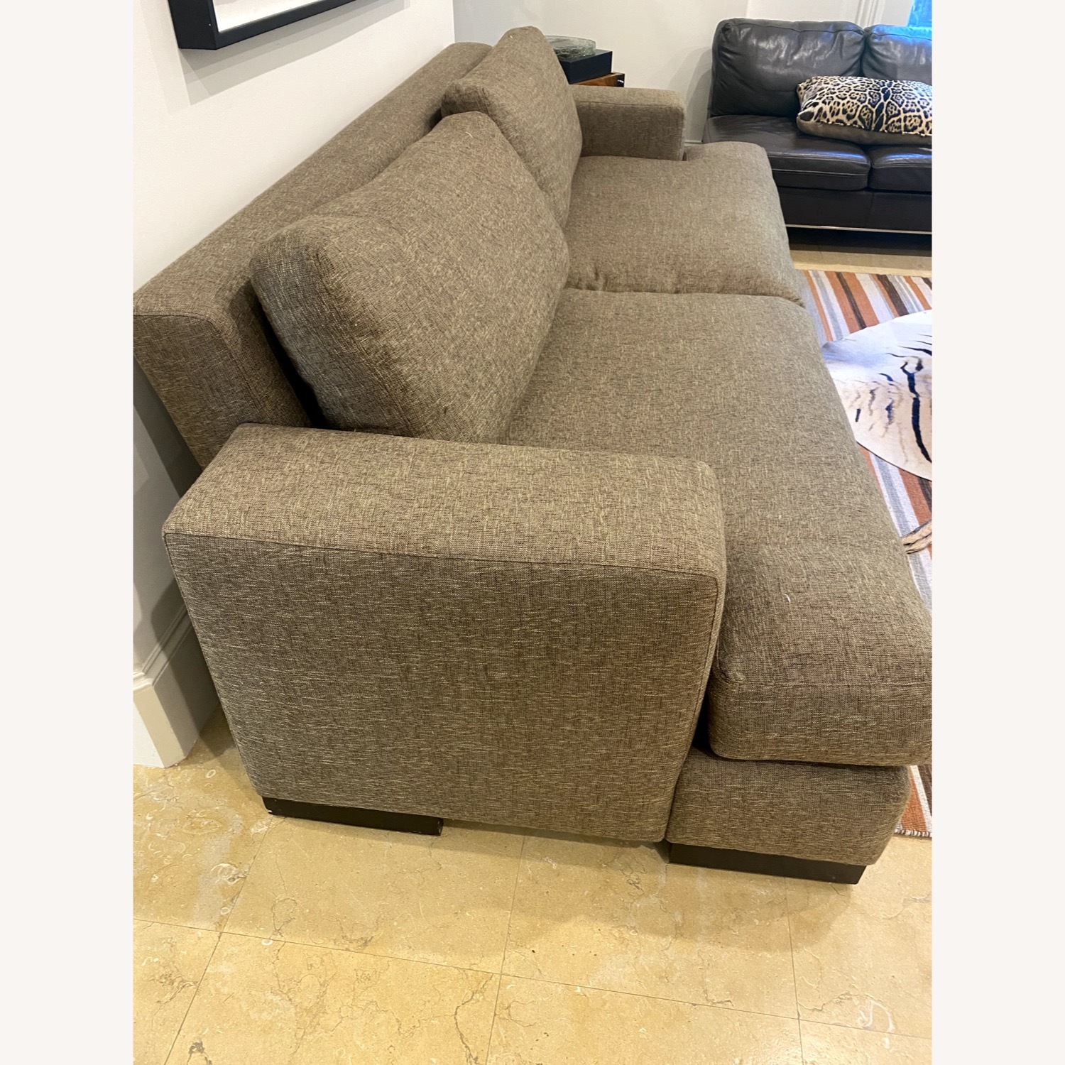 Brown Fabric 2 Seater Sofa - image-1