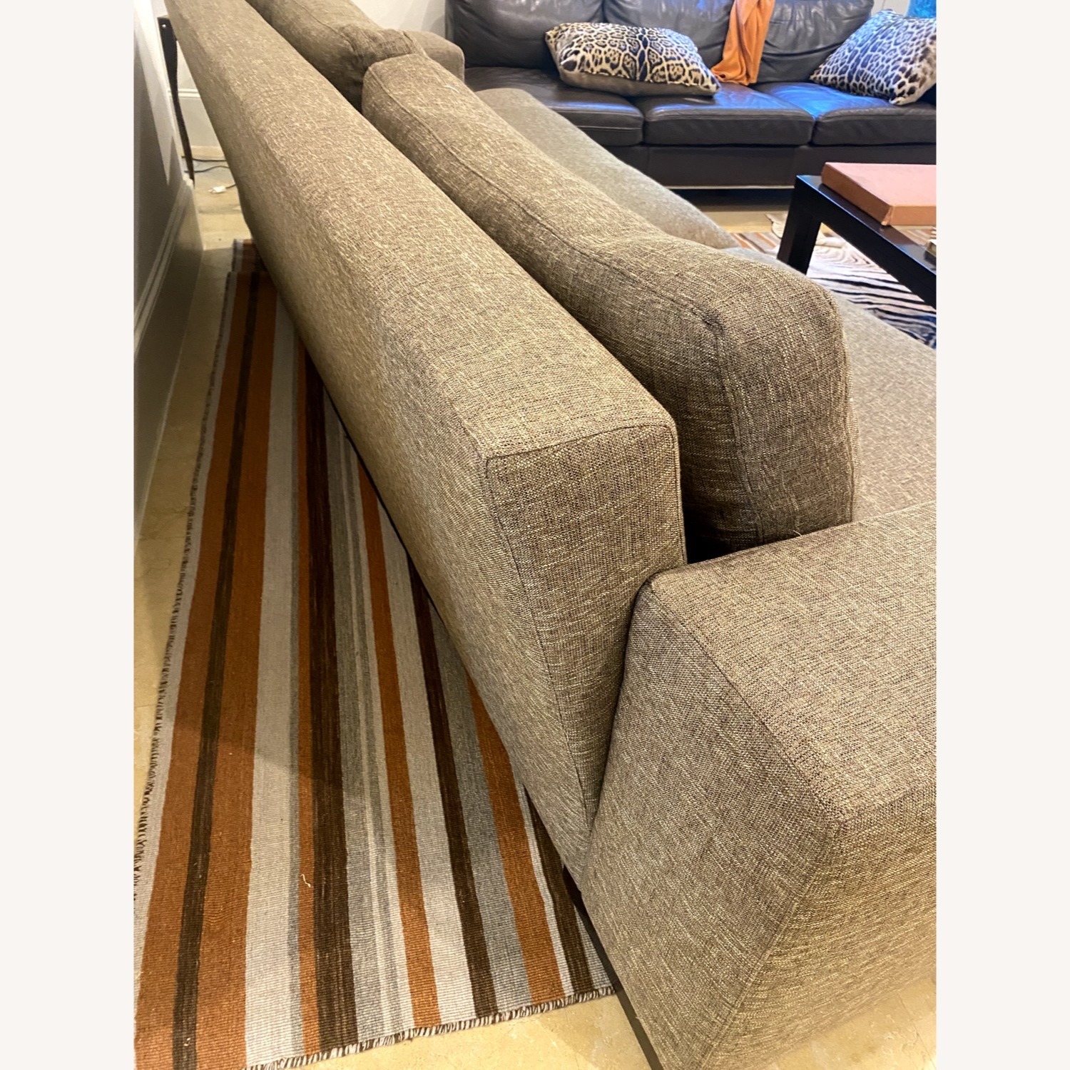 Brown Fabric 2 Seater Sofa - image-4