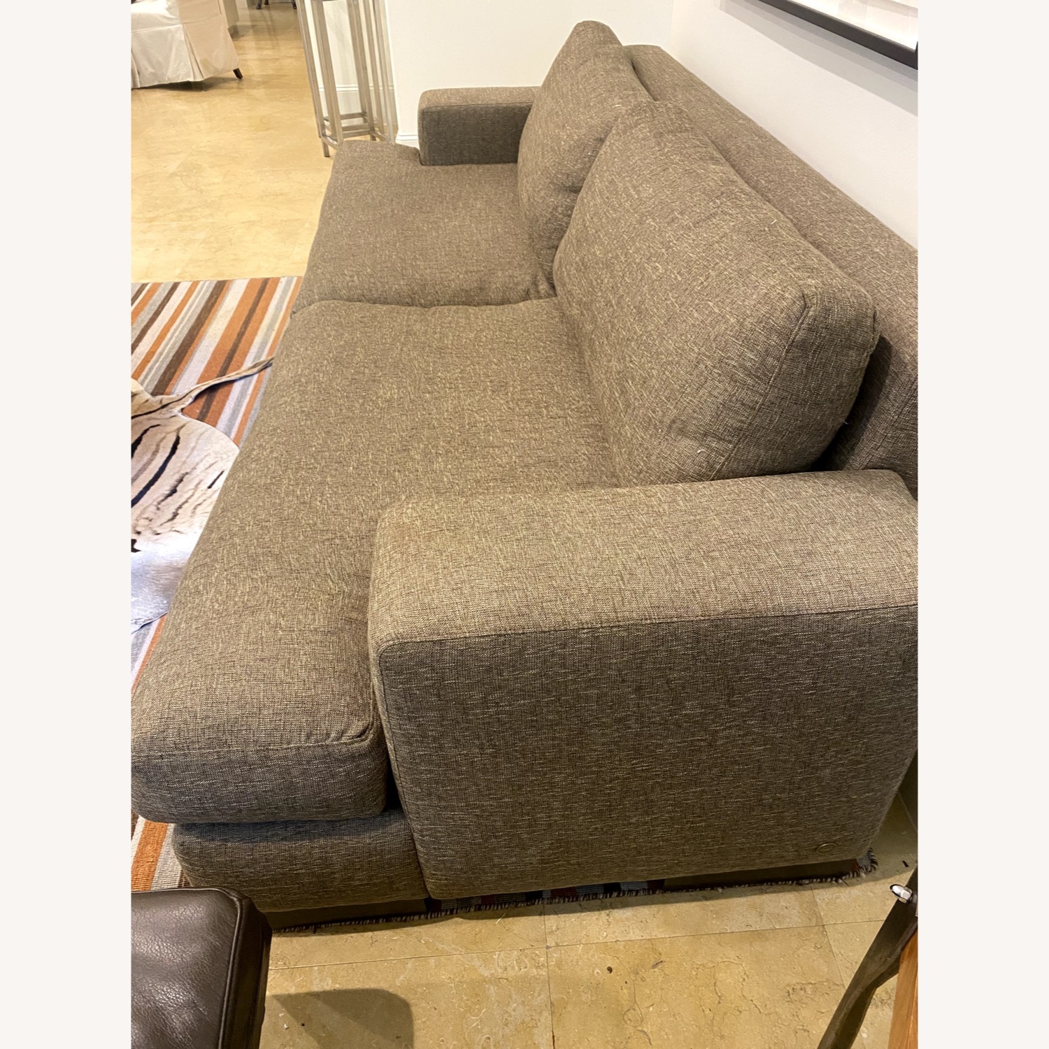 Brown Fabric 2 Seater Sofa - image-3