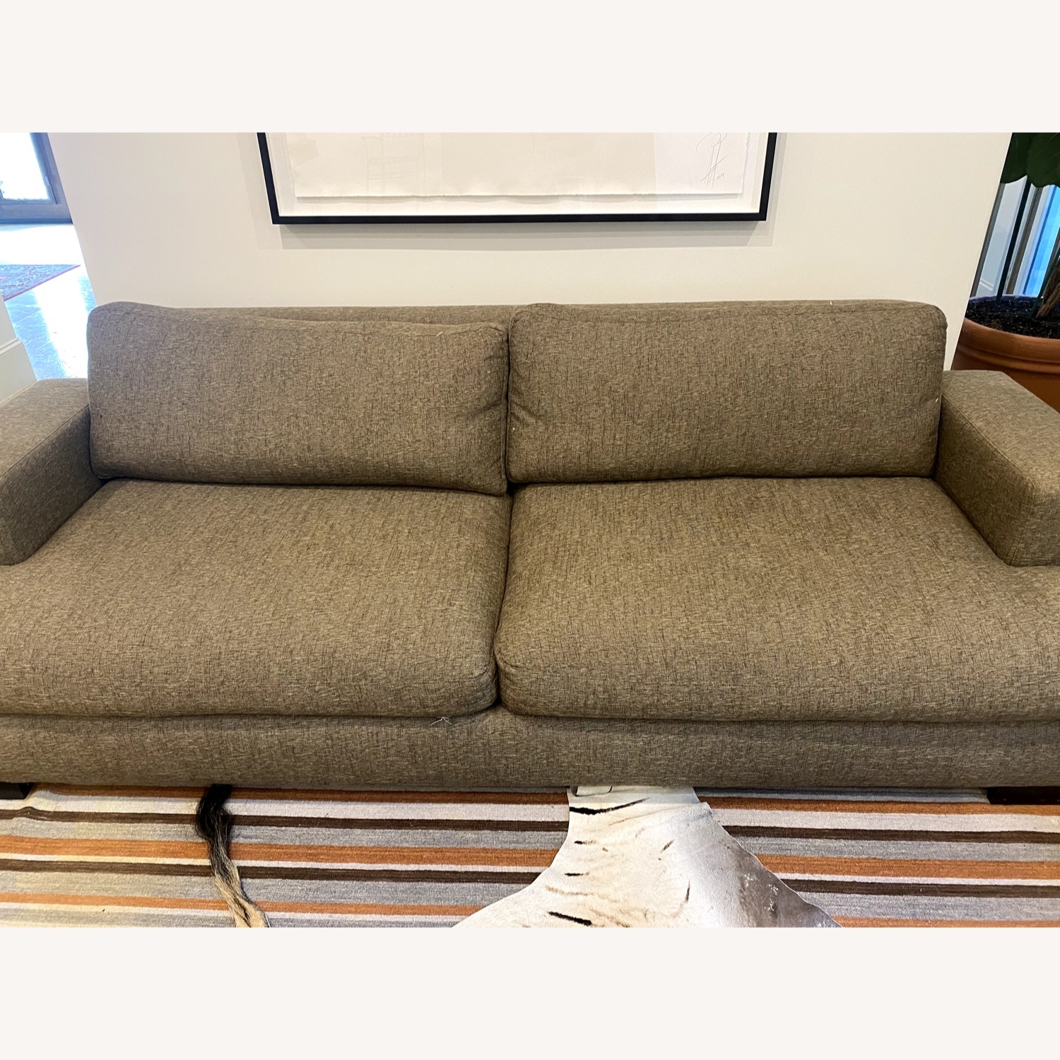 Brown Fabric 2 Seater Sofa - image-2