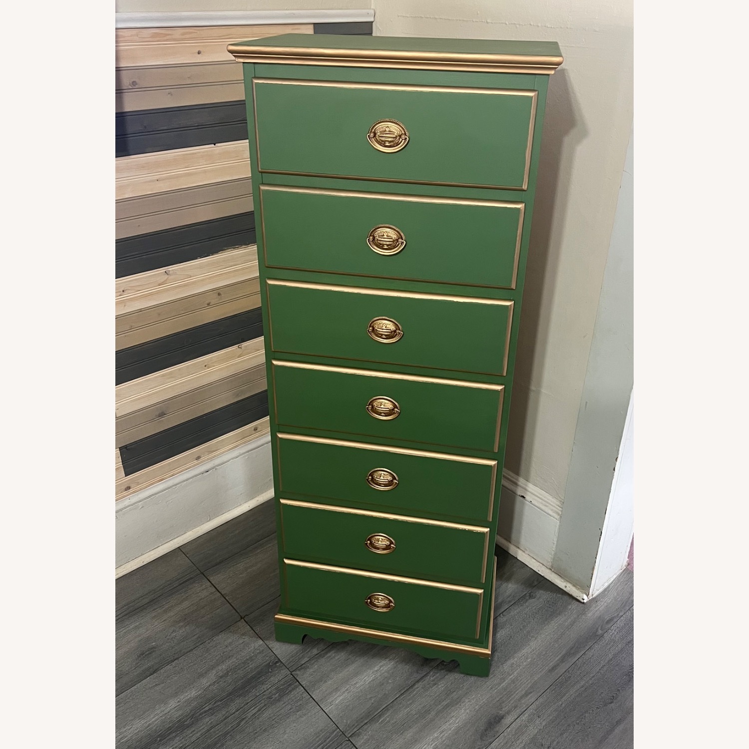 Vintage/Antique Green Wood Dresser - image-6