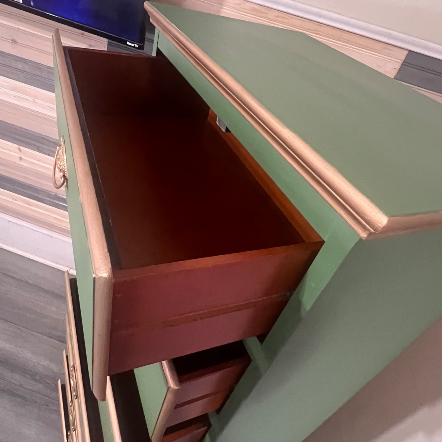 Vintage/Antique Green Wood Dresser - image-7