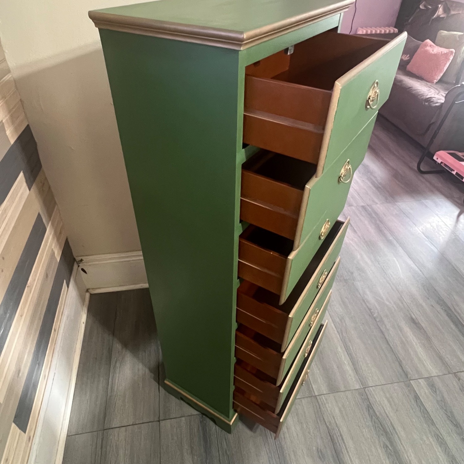 Vintage/Antique Green Wood Dresser - image-2