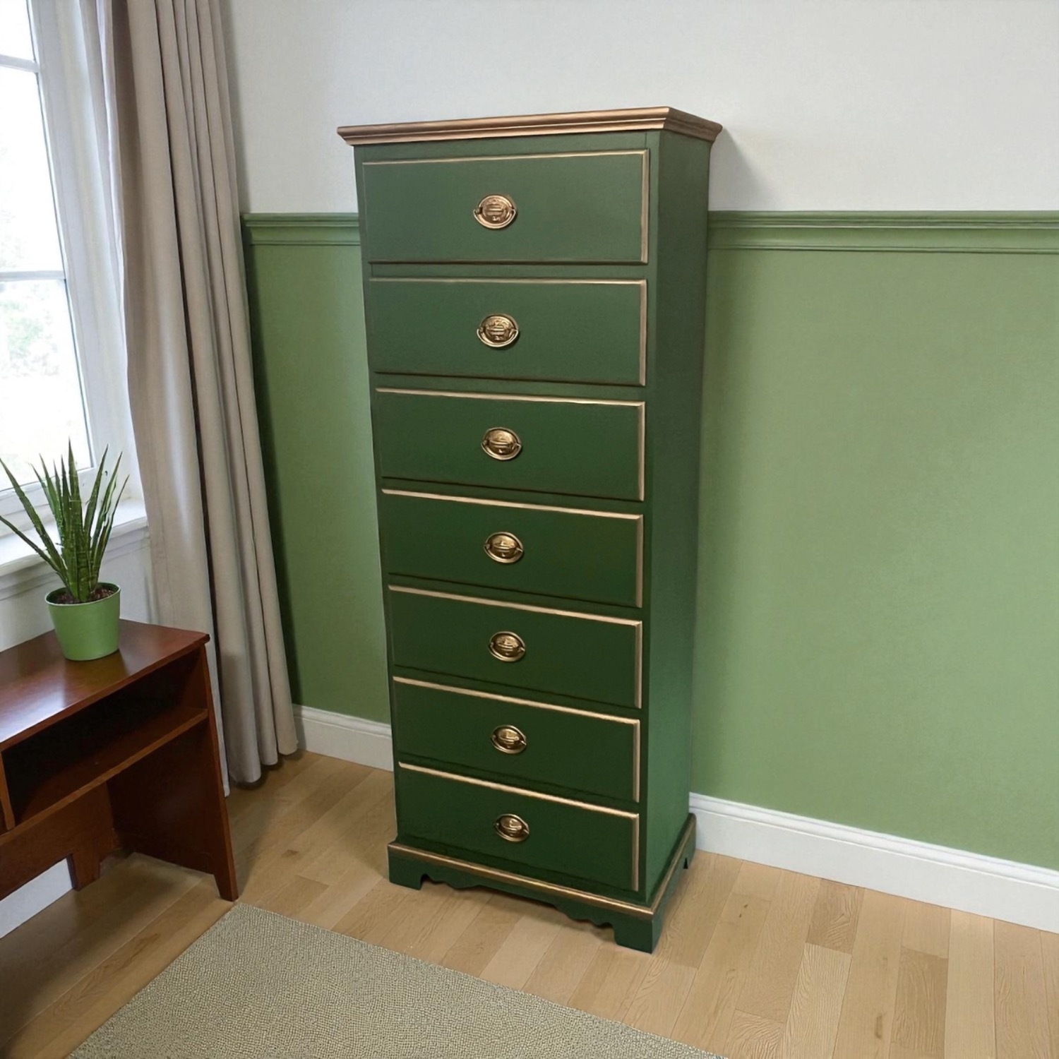 Vintage/Antique Green Wood Dresser - image-4