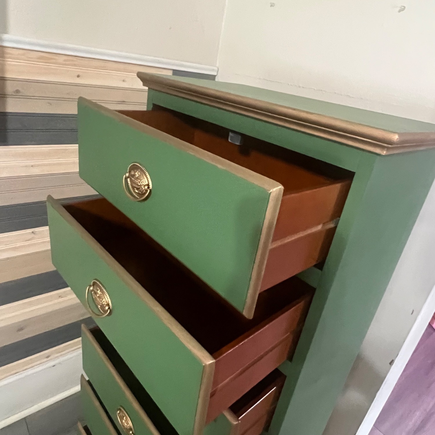 Vintage/Antique Green Wood Dresser - image-8