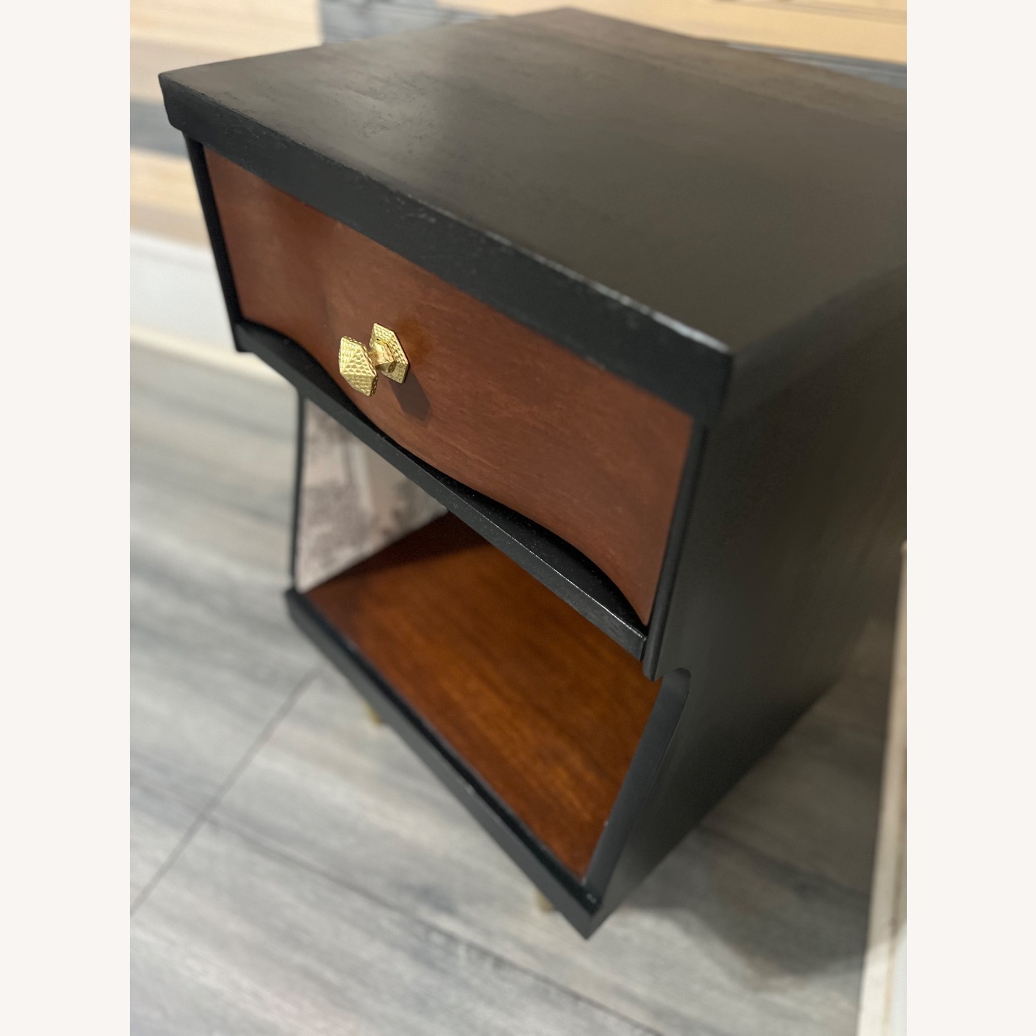 Vintage/Antique Finds Black Wood Nightstand - image-6