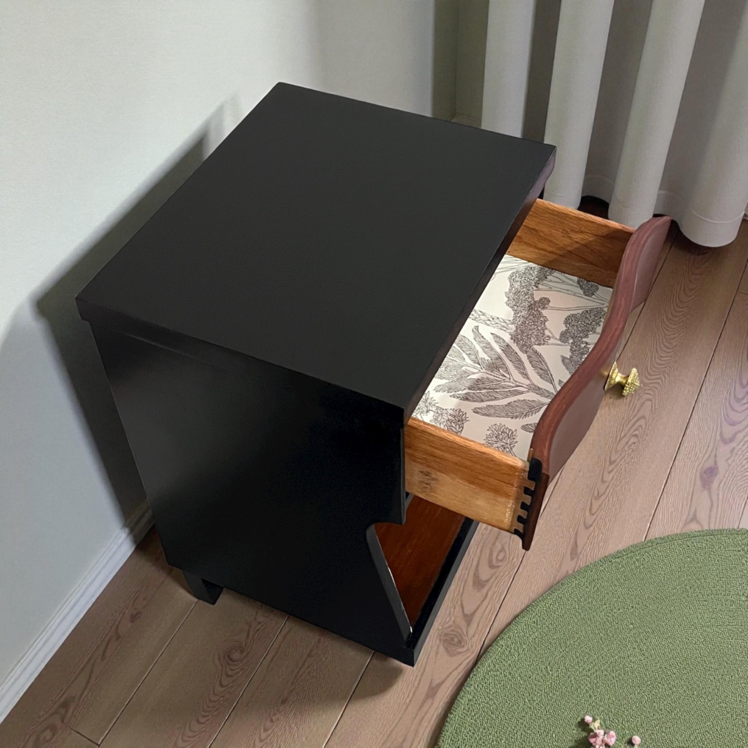 Vintage/Antique Finds Black Wood Nightstand - image-3