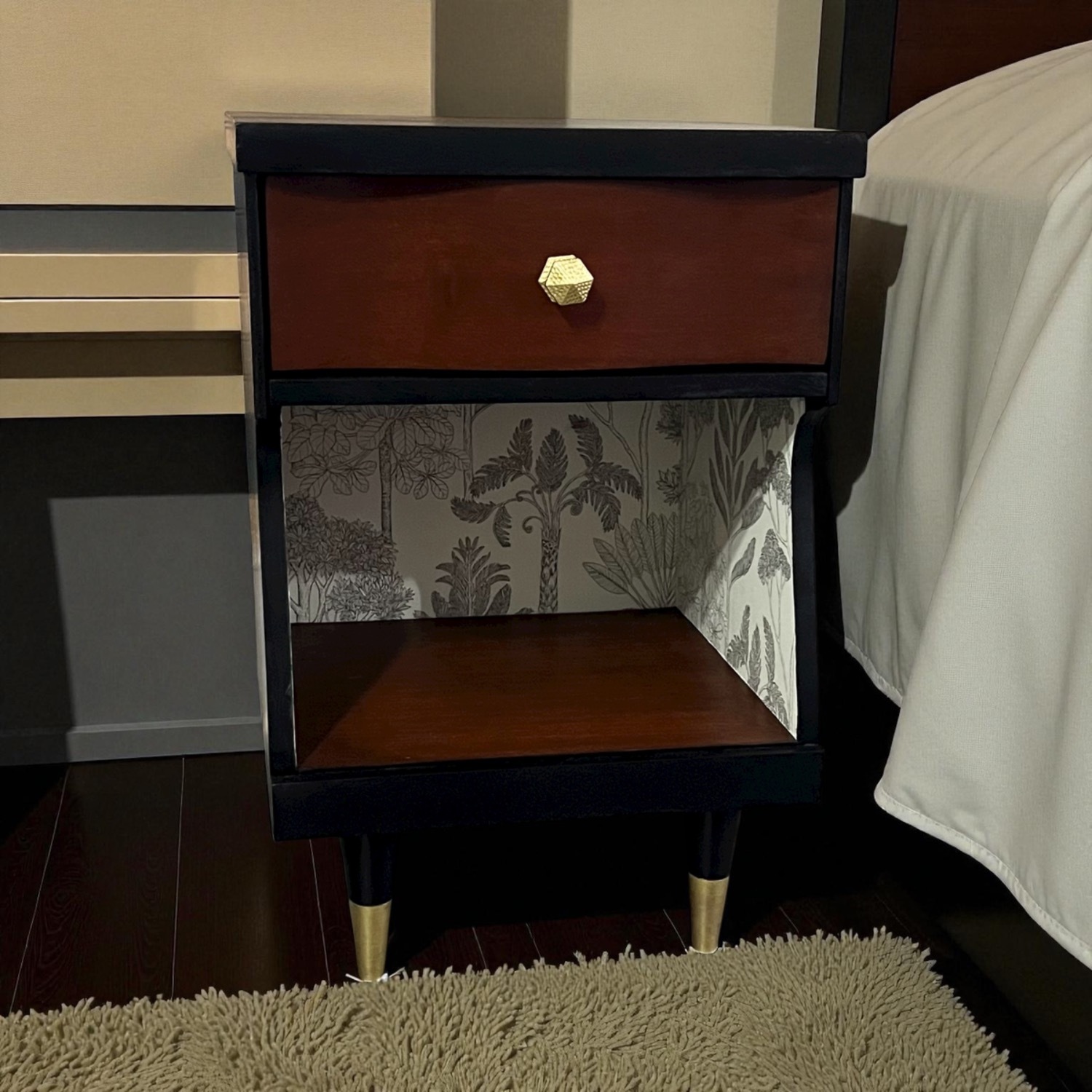 Vintage/Antique Finds Black Wood Nightstand - image-10