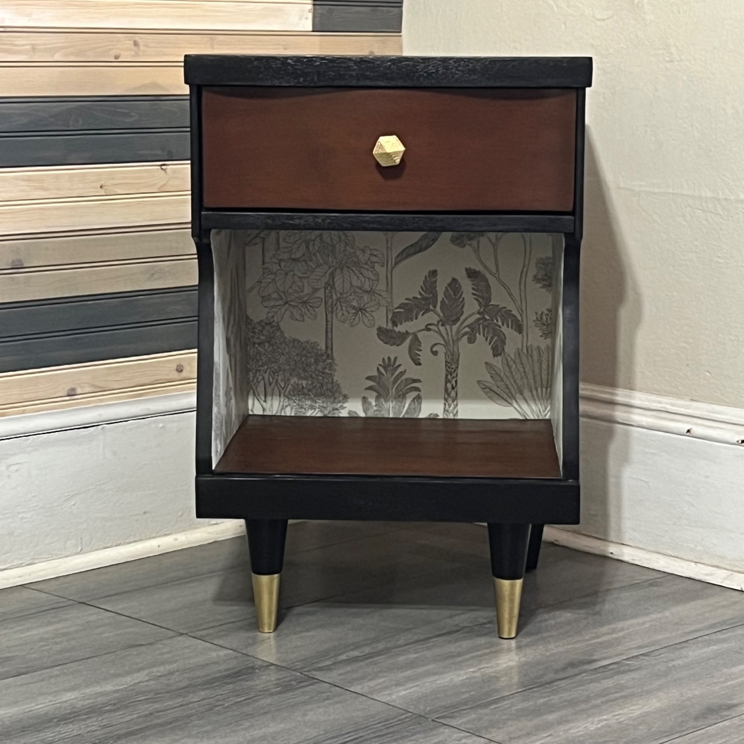 Vintage/Antique Finds Black Wood Nightstand - image-4