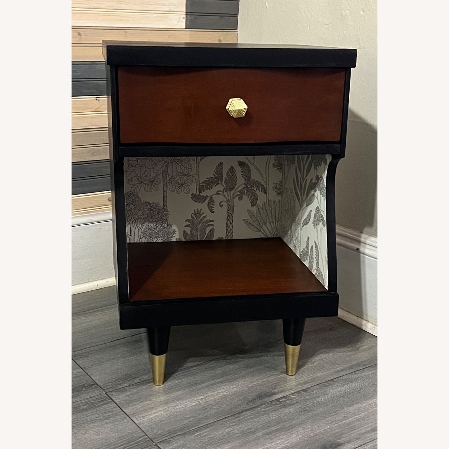 Vintage/Antique Finds Black Wood Nightstand - image-7