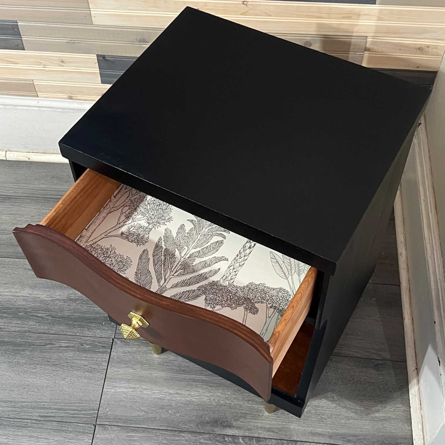 Vintage/Antique Finds Black Wood Nightstand - image-5