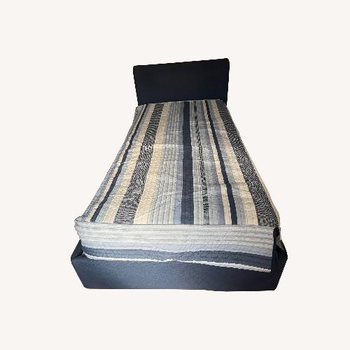Used Flou Notturno Navy Blue Fabric Twin XL Bed for sale on AptDeco