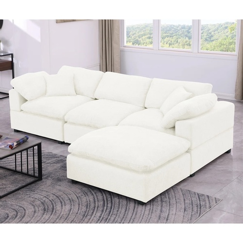 Used Wayfair White Fabric 3+ Piece Sectional for sale on AptDeco