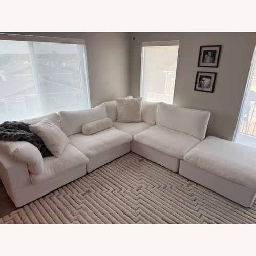 Used Wayfair White Fabric 3+ Piece Sectional for sale on AptDeco