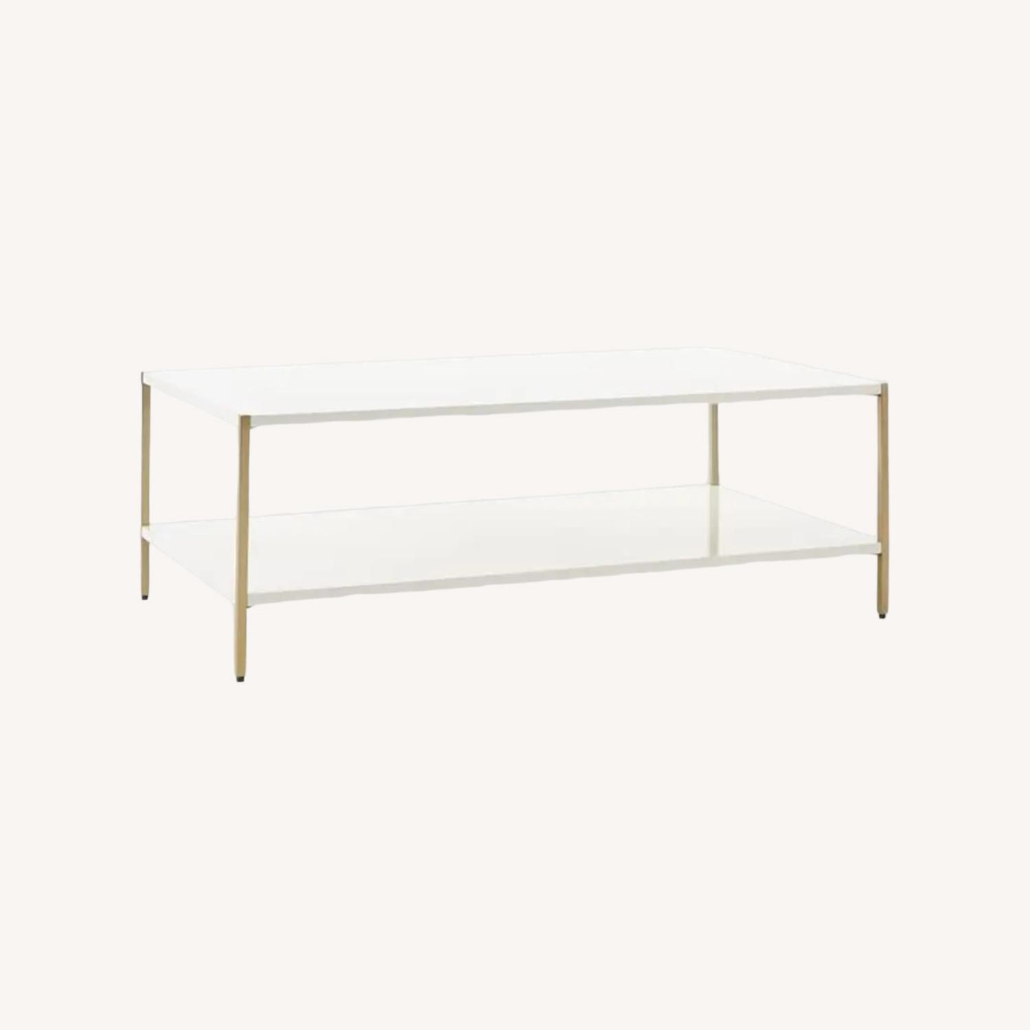 West Elm Zane White Wood Coffee Table - image-0