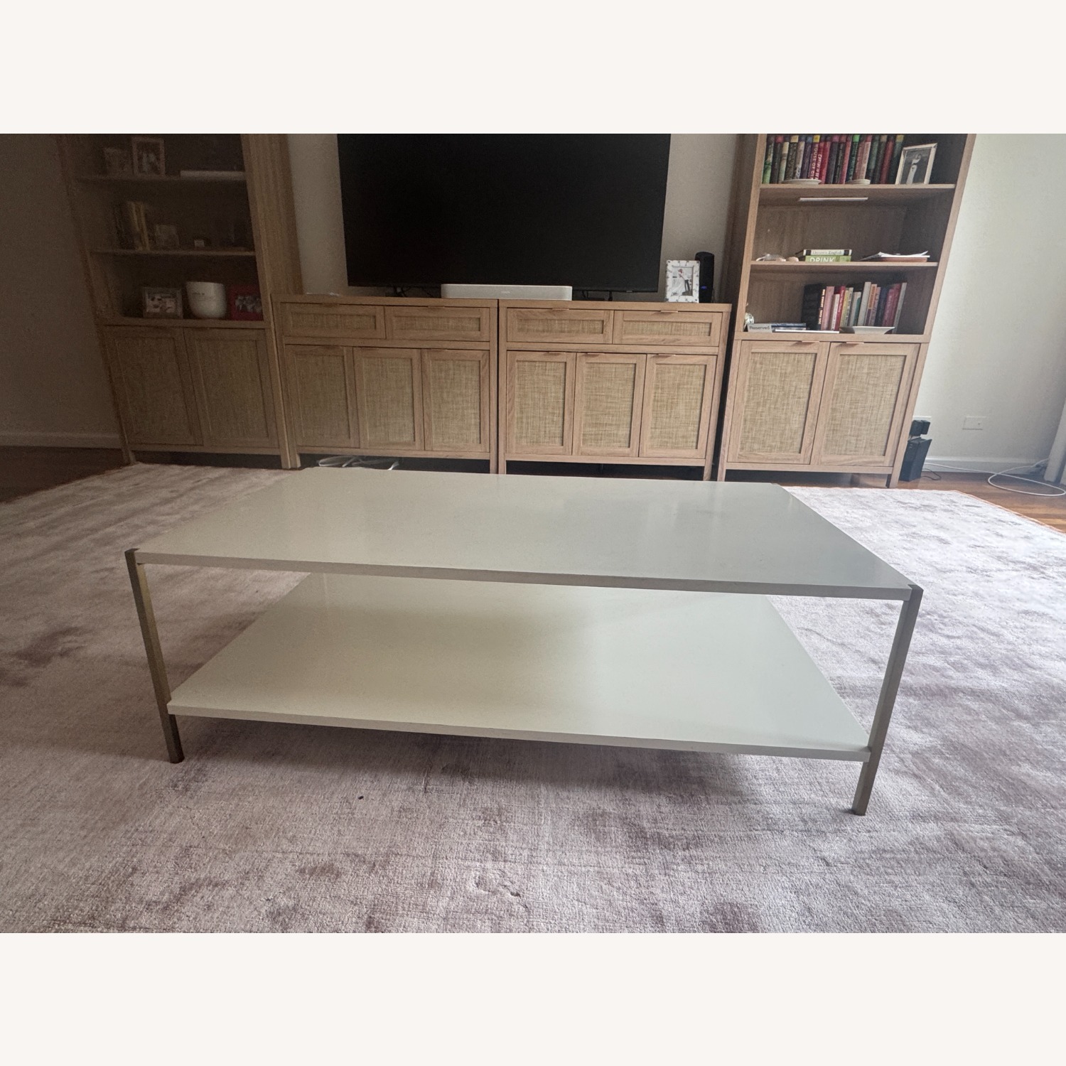 West Elm Zane White Wood Coffee Table - image-2