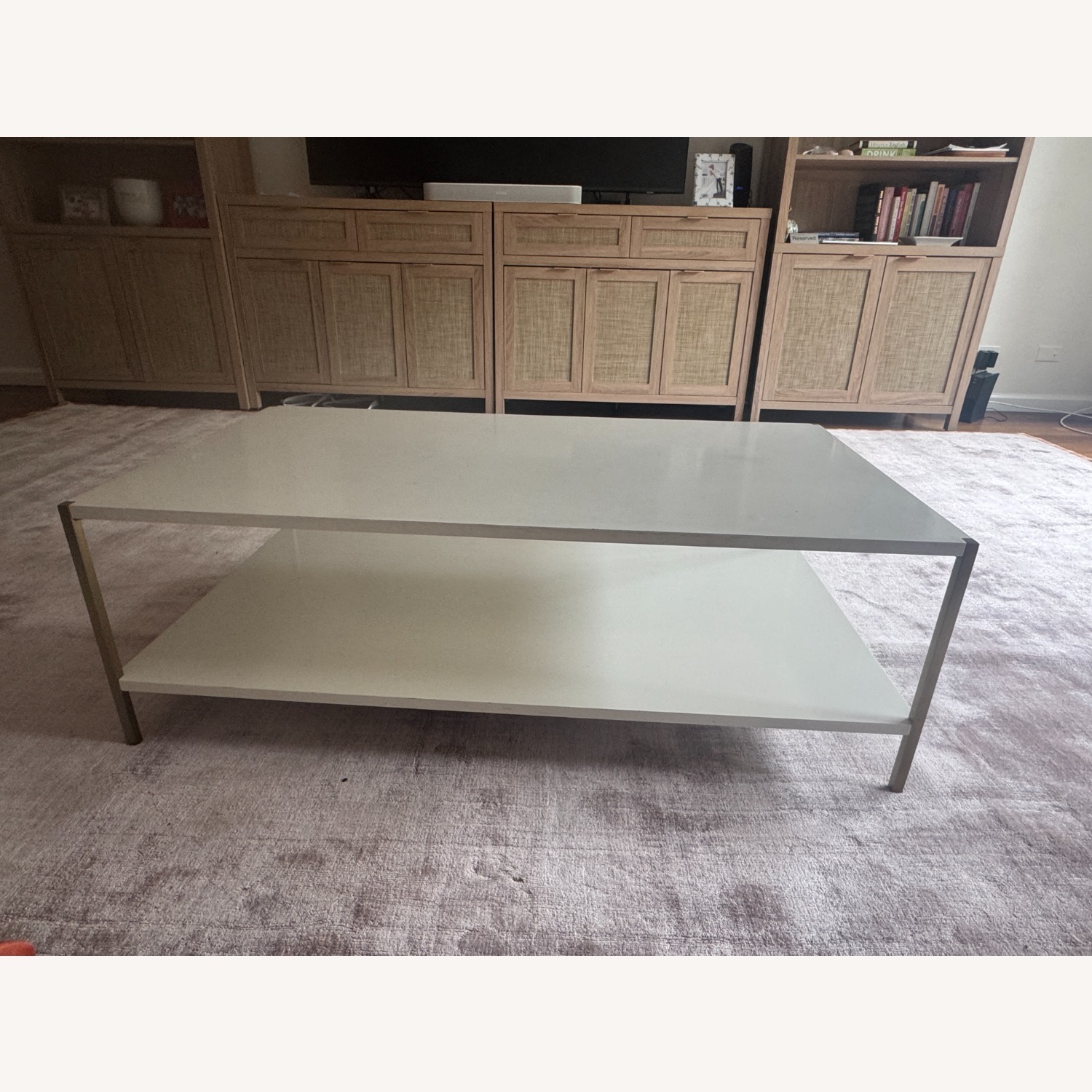 West Elm Zane White Wood Coffee Table - image-1