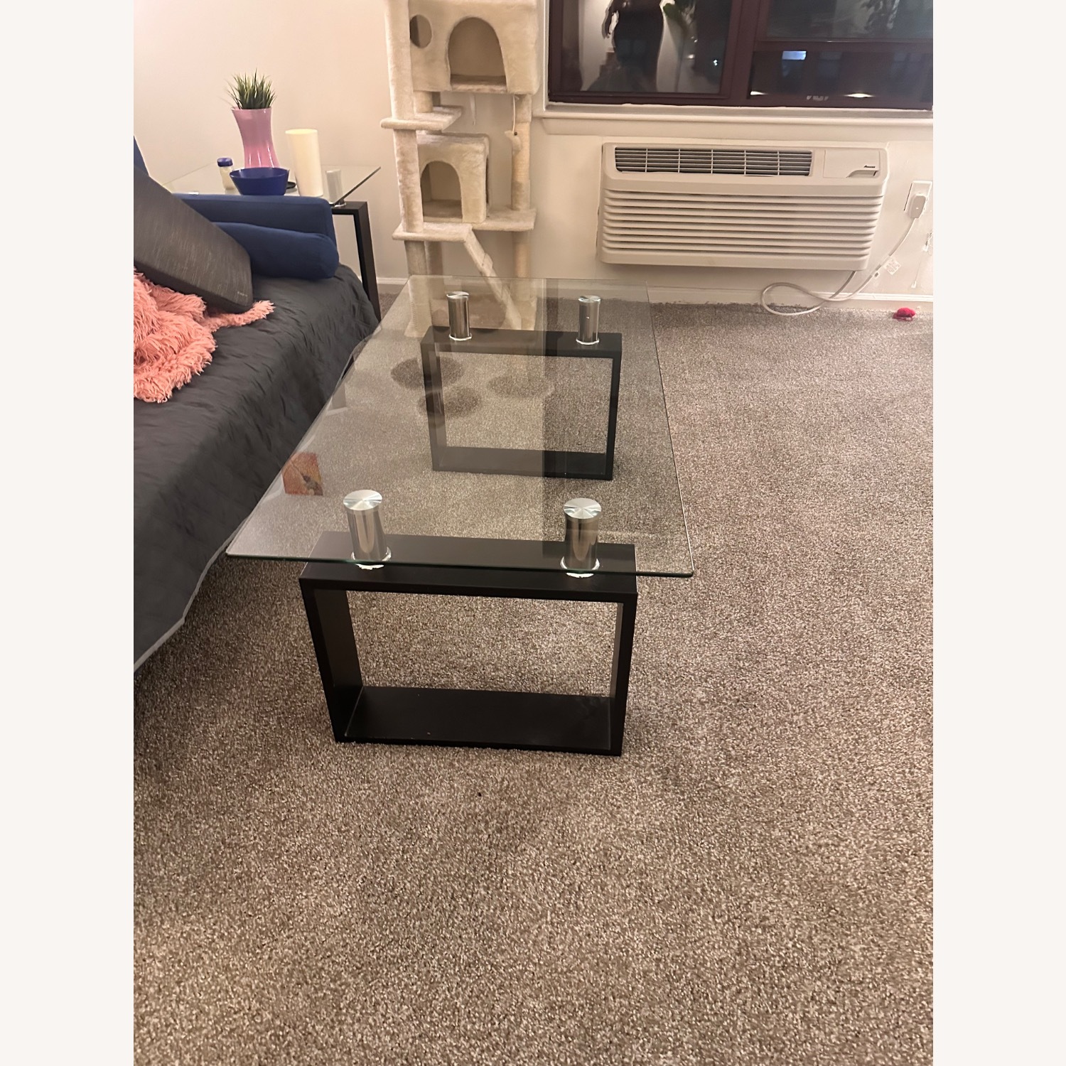 Crate & Barrel Dark Brown Glass Coffee Table - image-2