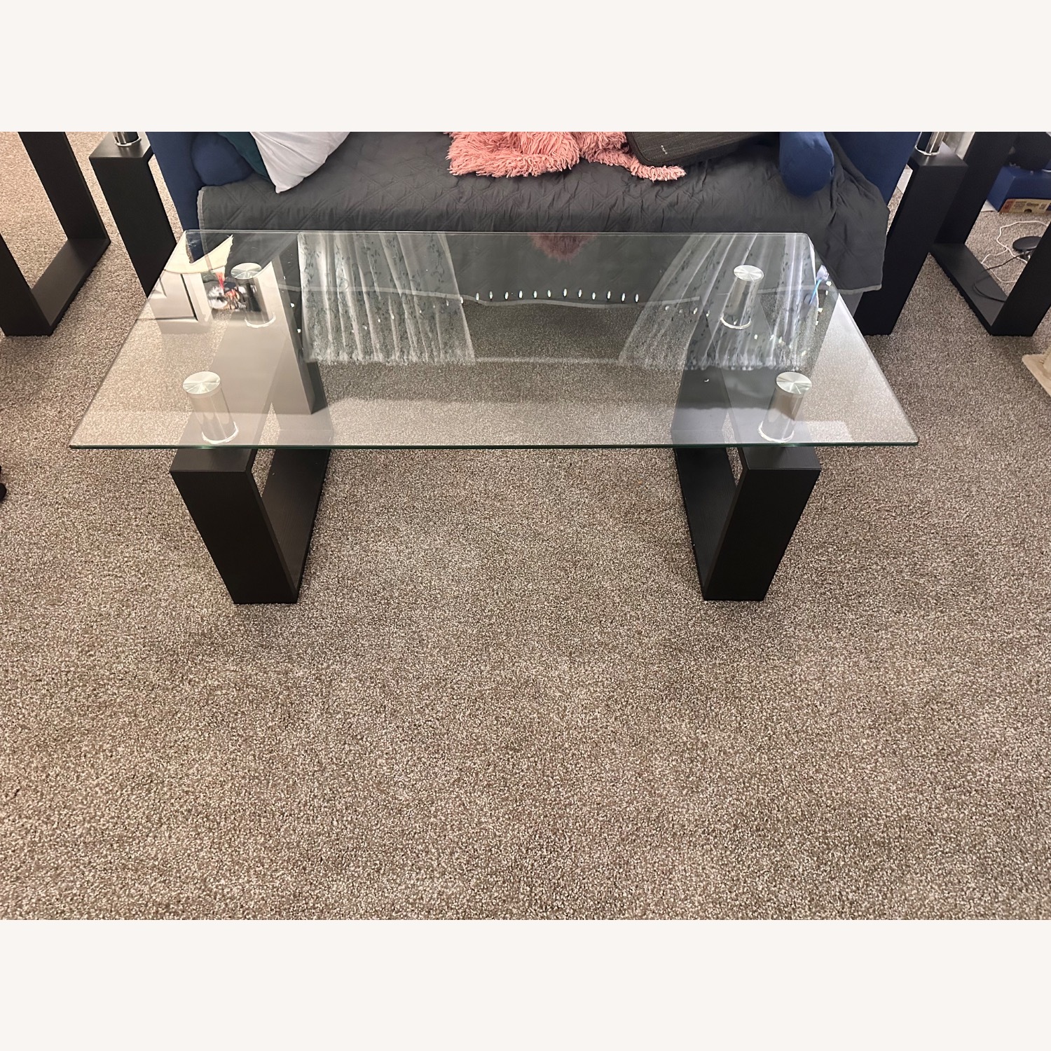 Crate & Barrel Dark Brown Glass Coffee Table - image-1