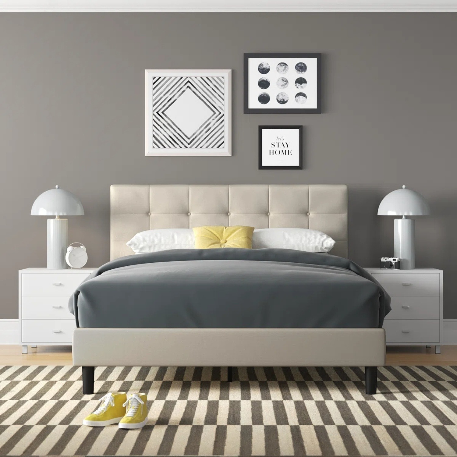 Wayfair Light Gray Fabric Queen Bed - image-4