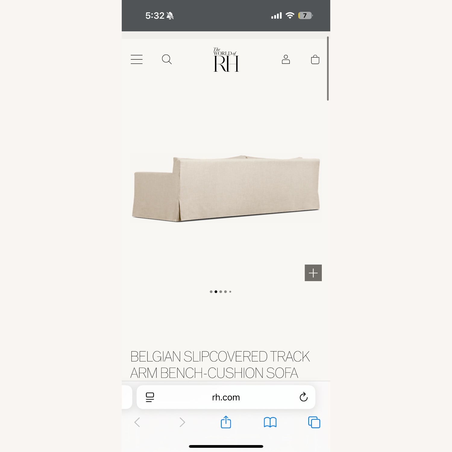 Restoration Hardware Belgian Bench-Cushion Sofa - image-6