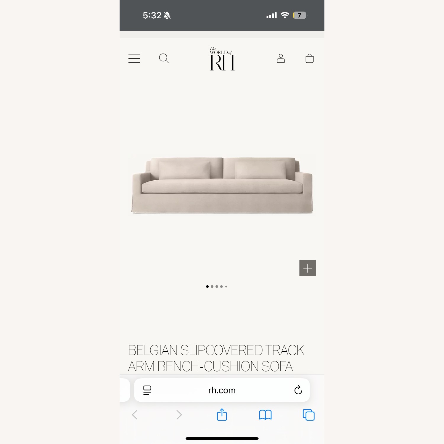 Restoration Hardware Belgian Bench-Cushion Sofa - image-5