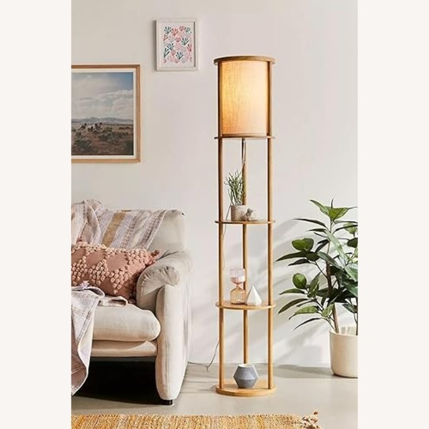 Contemporary Wooden Floor Lamp with shelves - image-4