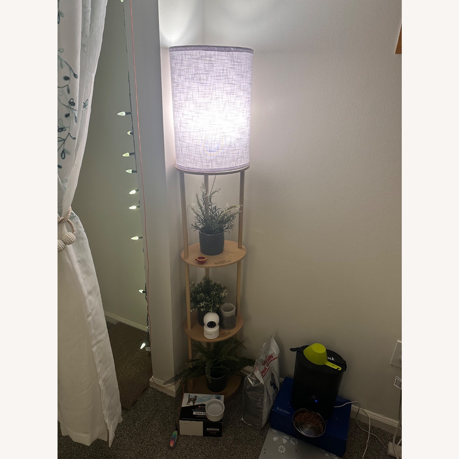 Contemporary Wooden Floor Lamp with shelves - image-2