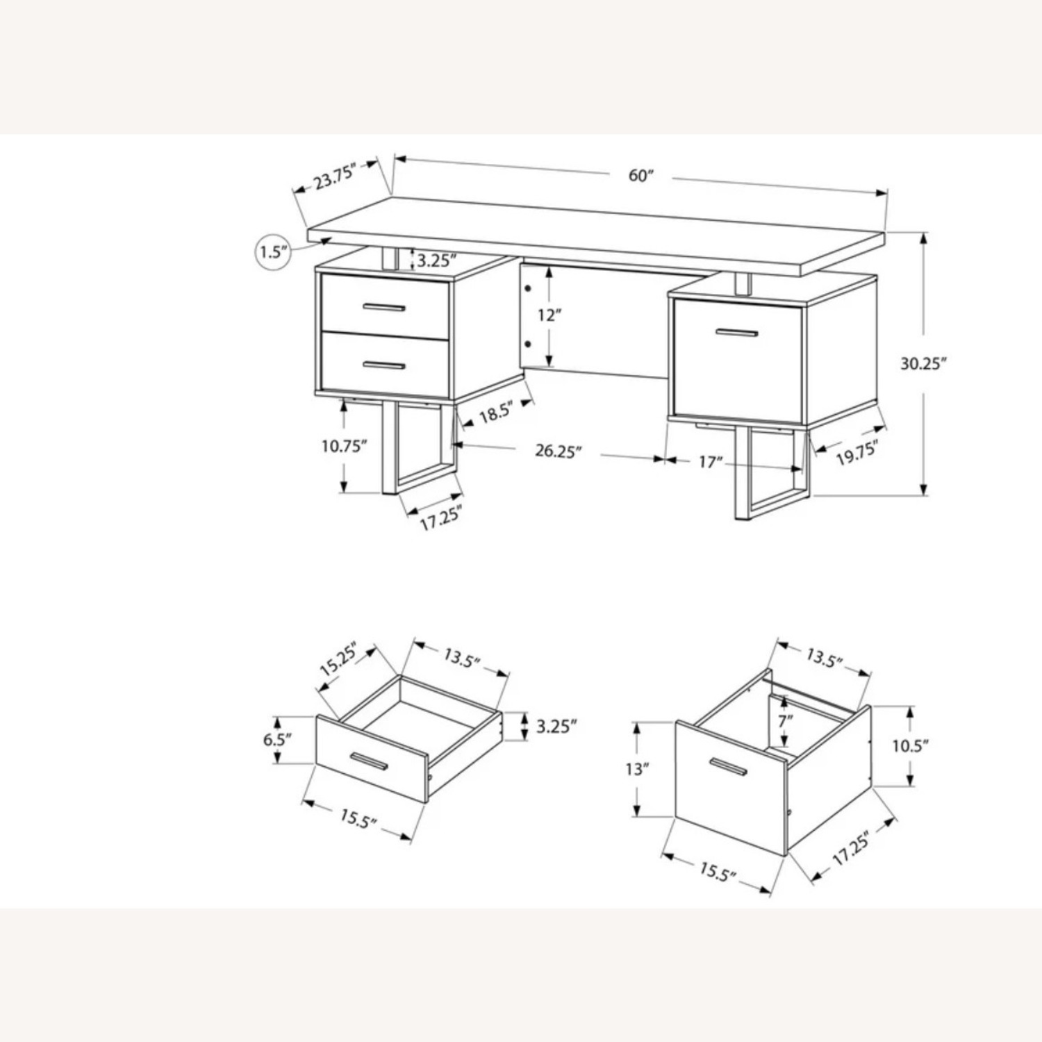 Monarch Specialties Computer Work Desk W Drawers - image-3