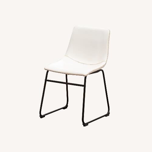 Used White Faux Leather Dining Chair for sale on AptDeco