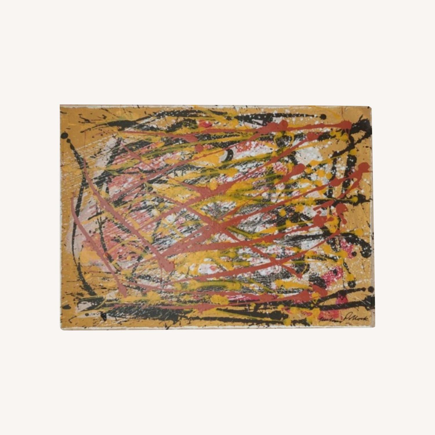 Jackson Pollock Famous Drip Painting Gold  - image-0